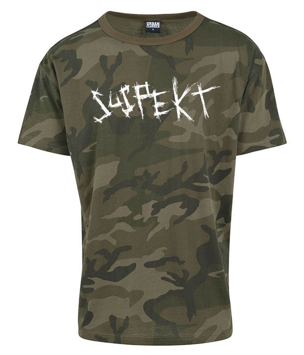 Camouflage farvet t-shirt med hvidt logo på brystet